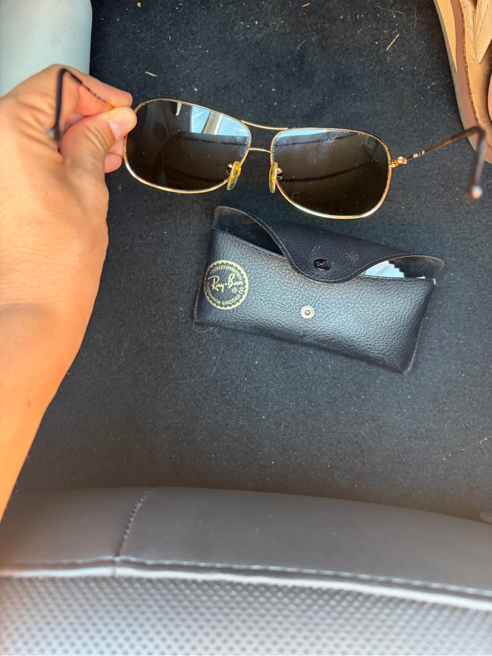 Ray-Ban Gold Frame Sunglasses with Dark Lenses